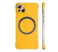 Genérico Ultra Thin Hard PC Magnetic Frameless Phone Case for iPhone 16 15 14 Pro MAX, 0.3mm Ultra Thin Lightweight Case, Matte Color Solid Cover (16,Yellow)