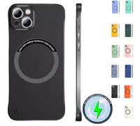 Genérico Ultra Thin Hard PC Magnetic Frameless Phone Case For iPhone, Frameless Magnetic Series Designed for iPhone 16 15 14 13 12 11 Pro MAX Plus (Black,For iPhone16 Plus)