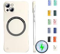 Genérico Ultra Thin Hard PC Magnetic Frameless Phone Case For iPhone, Frameless Magnetic Series Designed for iPhone 16 15 14 13 12 11 Pro MAX Plus (White,For iPhone15Plus)