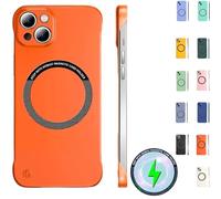 Genérico Ultra Thin Hard PC Magnetic Frameless Phone Case For iPhone, Frameless Magnetic Series Designed for iPhone 16 15 14 13 12 11 Pro MAX Plus (Orange,For iPhone16 Pro)