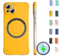 Genérico Ultra Thin Hard PC Magnetic Frameless Phone Case For iPhone, Frameless Magnetic Series Designed for iPhone 16 15 14 13 12 11 Pro MAX Plus (Yellow,For iPhone13)