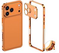 Genérico Ultra-Thin Metal Frame Heat Dissipation Case with Lens Protector for iPhone 17/16/15/14/13 Air Pro MAX, Ultra-Thin Metal Frame Phone Case (Orange,for 13 Pro)