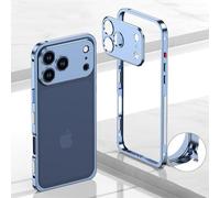 Genérico Ultra-Thin Metal Frame Heat Dissipation Case with Lens Protector for iPhone 17/16/15/14 Pro MAX, Heat Dissipation and Anti-Fall Mobile Phone Protective Case (For 16Pro,Blue)