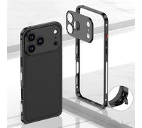 Genérico Ultra-Thin Metal Frame Heat Dissipation Case with Lens Protector for iPhone 17/16/15/14 Pro MAX, Heat Dissipation and Anti-Fall Mobile Phone Protective Case (For 17,Black)