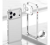 Genérico Ultra-Thin Metal Frame Heat Dissipation Case with Lens Protector for iPhone 17/16/15/14 Pro MAX, Heat Dissipation and Anti-Fall Mobile Phone Protective Case (For 17Pro,Silver)