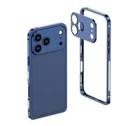 Genérico Ultra-Thin Metal Frame Heat Dissipation Case with Lens Protector for iPhone 17,Detachable Metal Lens Cover with Lanyard Ho (for iPhone 17,Dark Blue)