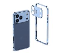 Genérico Ultra-Thin Metal Frame Heat Dissipation Case with Lens Protector for iPhone 17,Detachable Metal Lens Cover with Lanyard Ho (for iPhone 17 Air,Blue)