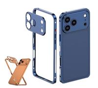 Genérico Ultra-Thin Metal Frame Heat Dissipation Case with Lens Protector for iPhone 17, Heat Dissipation for iPhone 17 Pro MAX Case (for 15pro,Blue*A)