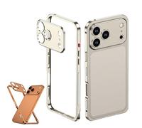 Genérico Ultra-Thin Metal Frame Heat Dissipation Case with Lens Protector for iPhone 17, Heat Dissipation for iPhone 17 Pro MAX Case (for 14plus,Gold*A)