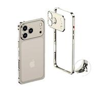 Genérico Ultra-Thin Metal Frame Heat Dissipation Case with Lens Protector for iPhone 17 Pro MAX, Case-Metal Texture for iPhone 17 All Series (for iPhone 17 Pro MAX,Titanium)