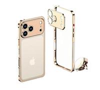 Genérico Ultra-Thin Metal Frame Heat Dissipation Case with Lens Protector for iPhone 17 Pro MAX, Case-Metal Texture for iPhone 17 All Series (for iPhone 17 Pro,Gold)
