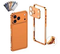 Genérico Ultra-Thin Metal Frame Heat Dissipation Case with Lens Protector for iPhone 17 Pro MAX, Detachable Metal Lens Cover (Orange,for iPhone 17)