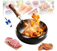 Genérico Uncoated Thick Iron Pot, Japanese Iron Pan for Cooking, Uncoating Cast IronPot, Hand-Forged Non-Stick Cast Skillet, High Purity Steel Wok for Frying (Hammered-lidless,10.24 in)