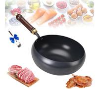 Genérico Uncoated Thick Iron Pot, Japanese Iron Pan for Cooking, Uncoating Cast IronPot, Hand-Forged Non-Stick Cast Skillet, High Purity Steel Wok for Frying (Smooth-lidless,11.02 in)