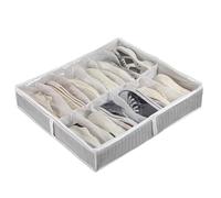 Generico Under Bed Shoe Storage, Foldable Fabric Sandals Container, 26.77x23.62x5.12 Inches (Unfolded), Fits 6 Pairs, Box Dividers, Clear Cover with Handles, Space Saving Solution