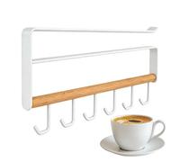 Genérico Under Cabinet Mug Holder Rack - Coffee Cup Organizer for Kitchen Shelving | Iron Hanging Hooks with Space Saving Structure, Display Hanger Featuring Multipurpose Storage Functions for Cafes