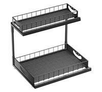 Genérico Under Cabinet Pull out Shelves, 2-Tier Sliding Organizer, Space-Saving Pull out Shelf, Kitchen, Bathroom, Laundry Room Storage, Easy Access, Sliding Design, (Carbon Steel)