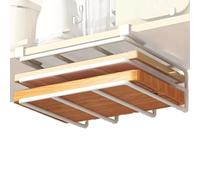 Genérico Under Shelf Chopping Board Holder, No Drilling Stainless Steel Cutting Board Organizer, 10.63x10.24x4.53 Inches, Hangable Pan Lid Rack Stand for Cabinet Kitchen Storage, Space-Saving Mount