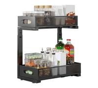 Genérico Under Sink Organizer, 2 Tier Storage Rack, 19.69x15.67in Adjustable Kitchen Shelf, Space-Saving Design, Authentic Slide Drawers for Bathroom, Pantry, Closet, Laundry Room