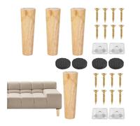 Genérico Unfinished Furniture Legs - Sofa Replacement Wooden Leg Round Wood Furniture Legs | Solid Wood Turned Spindle Replacement Bun Feet For Couch, Chair, Dresser