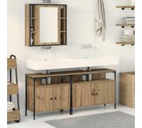 Genérico Unidades de Tocador de Baño 3 pcs Marrón 80 x 30 x 60 cm,Mobiliario,Armarios y Almacenamiento,Tocadores,Tocadores de baño,Marrón,46.9 KG,3334398