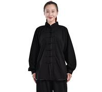 Genérico Uniforme De Tai Chi De Terciopelo, Cuello Alto De Un Solo Botón, Hecho A Mano, Uniforme De Entrenamiento De Artes Marciales, Adecuado para Bodas Y Fiestas De Cumpleaños (Black1 3X)