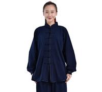 Genérico Uniforme De Tai Chi De Terciopelo, Cuello Alto De Un Solo Botón, Hecho A Mano, Uniforme De Entrenamiento De Artes Marciales, Adecuado para Bodas Y Fiestas De Cumpleaños (Blue1 The)