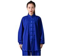 Genérico Uniforme De Tai Chi De Terciopelo, Cuello Alto De Un Solo Botón, Hecho A Mano, Uniforme De Entrenamiento De Artes Marciales, Adecuado para Bodas Y Fiestas De Cumpleaños (Blue 3X)