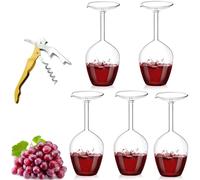 Genérico Unique Creative Upside-Down Red Wine Glass,14 Fluid Ounce Long Stem Inverted Cocktail Glasses,Rotating Rolling Un-Spillable Fun Inverted Wine Cup for Champagne Beer Table Decoration Gift
