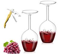 Genérico Unique Creative Upside-Down Red Wine Glass,14 Fluid Ounce Long Stem Inverted Cocktail Glasses,Rotating Rolling Un-Spillable Fun Inverted Wine Cup for Champagne Beer Table Decoration Gift