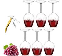 Genérico Unique Creative Upside-Down Red Wine Glass,14 Fluid Ounce Long Stem Inverted Cocktail Glasses,Rotating Rolling Un-Spillable Fun Inverted Wine Cup for Champagne Beer Table Decoration Gift