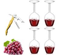 Genérico Unique Creative Upside-Down Red Wine Glass,14 Fluid Ounce Long Stem Inverted Cocktail Glasses,Rotating Rolling Un-Spillable Fun Inverted Wine Cup for Champagne Beer Table Decoration Gift