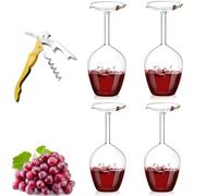 Genérico Unique Creative Upside-Down Red Wine Glass,14 Fluid Ounce Long Stem Inverted Cocktail Glasses,Rotating Rolling Un-Spillable Fun Inverted Wine Cup for Champagne Beer Table Decoration Gift