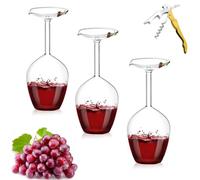 Genérico Unique Creative Upside-Down Red Wine Glass,14 Fluid Ounce Long Stem Inverted Cocktail Glasses,Rotating Rolling Un-Spillable Fun Inverted Wine Cup for Champagne Beer Table Decoration Gift