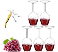 Genérico Unique Creative Upside-Down Red Wine Glass,14 Fluid Ounce Long Stem Inverted Cocktail Glasses,Rotating Rolling Un-Spillable Fun Inverted Wine Cup for Champagne Beer Table Decoration Gift