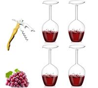 Genérico Unique Creative Upside-Down Red Wine Glass,14 Fluid Ounce Long Stem Inverted Cocktail Glasses,Rotating Rolling Un-Spillable Fun Inverted Wine Cup for Champagne Beer Table Decoration Gift