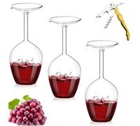 Genérico Unique Creative Upside-Down Red Wine Glass,14 Fluid Ounce Long Stem Inverted Cocktail Glasses,Rotating Rolling Un-Spillable Fun Inverted Wine Cup for Champagne Beer Table Decoration Gift