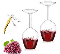 Genérico Unique Creative Upside-Down Red Wine Glass,14 Fluid Ounce Long Stem Inverted Cocktail Glasses,Rotating Rolling Un-Spillable Fun Inverted Wine Cup for Champagne Beer Table Decoration Gift