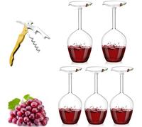 Genérico Unique Creative Upside-Down Red Wine Glass,14 Fluid Ounce Long Stem Inverted Cocktail Glasses,Rotating Rolling Un-Spillable Fun Inverted Wine Cup for Champagne Beer Table Decoration Gift