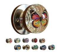 Genérico Unique Decorative Door Handle, Retro Round Resin Epoxy Flower Door Knob Retro, Floral & Animal Designs, Creative Artistic Decor for Bedroom (1 Pcs*Butterfly)