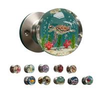 Genérico Unique Decorative Door Handle, Retro Round Resin Epoxy Flower Door Knob Retro, Floral & Animal Designs, Creative Artistic Decor for Bedroom (1 Pcs*Sea Turtle)