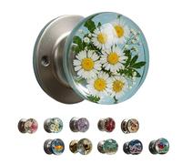 Genérico Unique Decorative Door Handle, Retro Round Resin Epoxy Flower Door Knob Retro, Floral & Animal Designs, Creative Artistic Decor for Bedroom (1 Pcs*White Daisy)