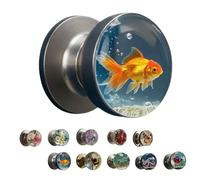 Genérico Unique Decorative Door Handle, Retro Round Resin Epoxy Flower Door Knob Retro, Floral & Animal Designs, Creative Artistic Decor for Bedroom (1 Pcs*Goldfish)