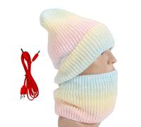Genérico Unisex Beanie with The Light - Heated Hat | 2-in-1 USB Heated Warm Beanie | Hat and Scarf Set | For Men Women Outdoor Winter Skiing Cycling Commuting Travel Business Morning Runs