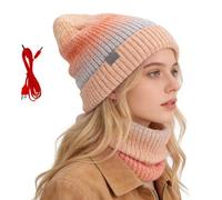 Genérico Unisex Beanie with The Light - Heated Hat | 2-in-1 USB Heated Warm Beanie | Hat and Scarf Set | For Men Women Outdoor Winter Skiing Cycling Commuting Travel Business Morning Runs