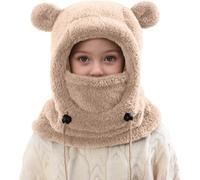Genérico Unisex Boy/Girl Balaclava 3-10 Years Child Hat Winter Warm Thin Thick Wool Ski Modo Cat Cute Ears Scarf Hat Cape Bob Winter Thermal Balaclava for Children, caqui, 32