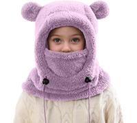 Genérico Unisex Boy/Girl Balaclava 3-10 Years Child Hat Winter Warm Thin Thick Wool Ski Modo Cat Cute Ears Scarf Hat Cape Bob Winter Thermal Balaclava for Children, morado, 32