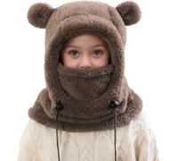 Genérico Unisex Boy/Girl Balaclava 3-10 Years Child Hat Winter Warm Thin Thick Wool Ski Modo Cat Cute Ears Scarf Hat Cape Bob Winter Thermal Balaclava for Children, café, 32