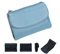 Genérico Unisex Leather Wallet,5.3 In Short Genuine Leather Coin Purse with Credit Card Holder,Clutch Bags,Small Wallets for Women,Coin Holder & Cash Slots,RFID Protected (Blue)