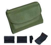 Genérico Unisex Leather Wallet,5.3 In Short Genuine Leather Coin Purse with Credit Card Holder,Clutch Bags,Small Wallets for Women,Coin Holder & Cash Slots,RFID Protected (Green)